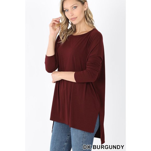 Zenana Dark BurgundyCozy At Home Top - Picture 3 of 5